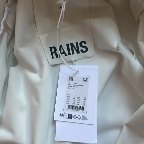 RAINS Long Jacket in Powder - Picture 2 of 3